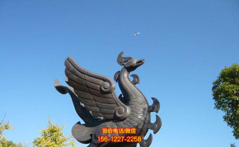 鳳凰雕塑-公園創意不銹鋼仿銅鳳凰雕塑
