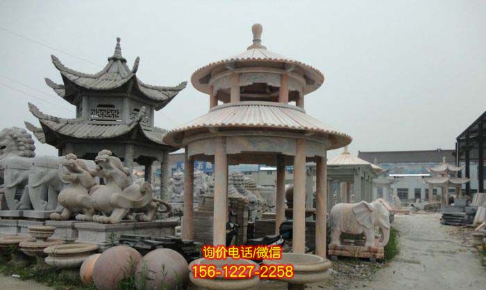 涼亭雕塑-仿古建圓頂雙層景區(qū)擺放涼亭花崗巖石雕 涼亭雕塑-仿古建圓頂雙層景區(qū)擺放涼亭花崗巖石雕