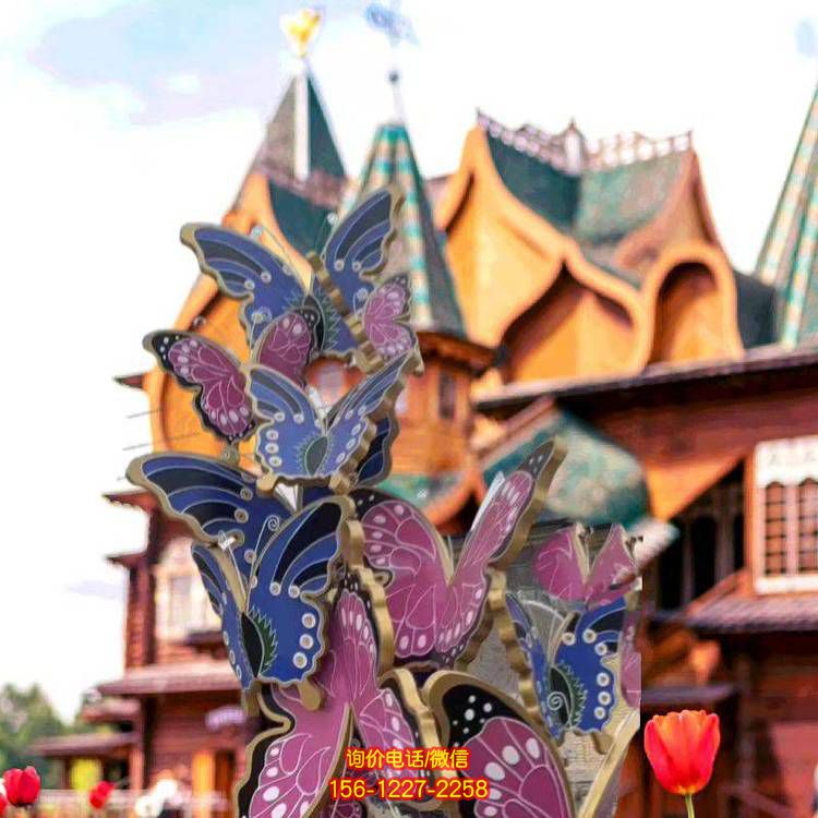 玻璃鋼蝴蝶卡通動物 房地產景觀美陳雕塑