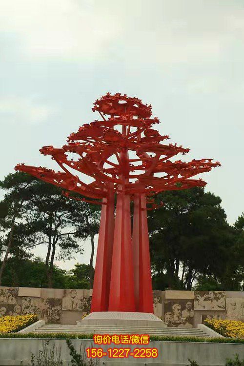 戶外大型不銹鋼噴漆 樹(shù)雕塑創(chuàng)意廣場(chǎng)標(biāo)識(shí)