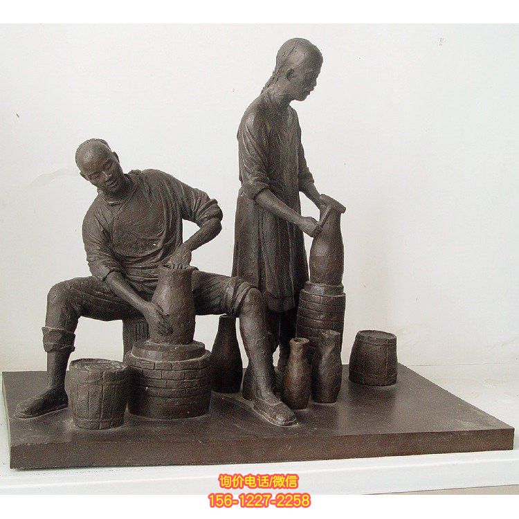 陶瓷主題人物雕塑，廣場景觀仿銅戶外園林大型人物景觀雕塑