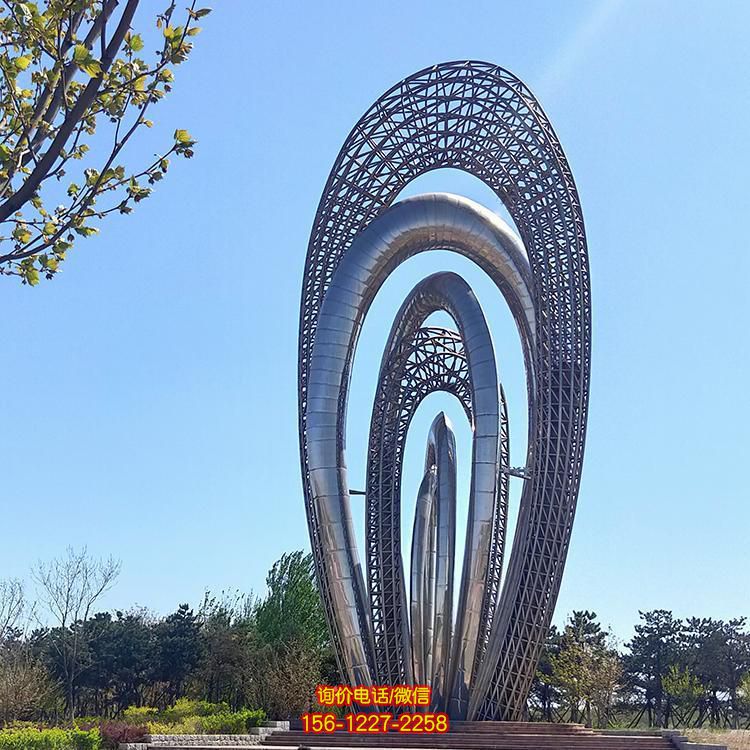 廣場不銹鋼鏤空大型圓環景觀雕塑