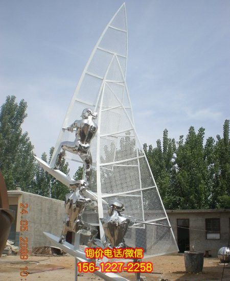 兒童游樂場(chǎng)體育園三人帆船比賽鏡面不銹鋼帆船雕塑 兒童游樂場(chǎng)體育園三人帆船比賽鏡面不銹鋼帆船雕塑