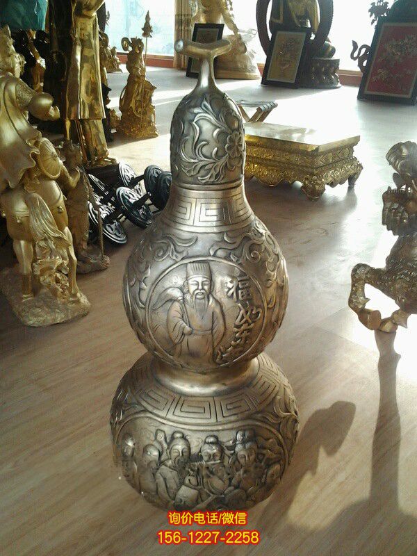 別墅庭院創意浮雕黃銅葫蘆雕塑