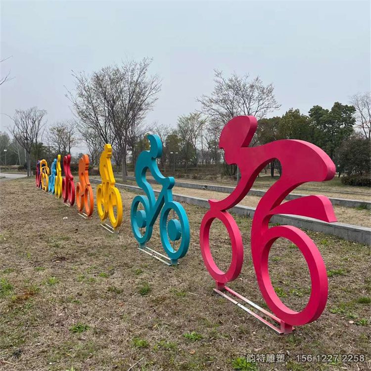 不銹鋼剪影騎車人物雕塑，抽象運動人物雕塑加工廠家