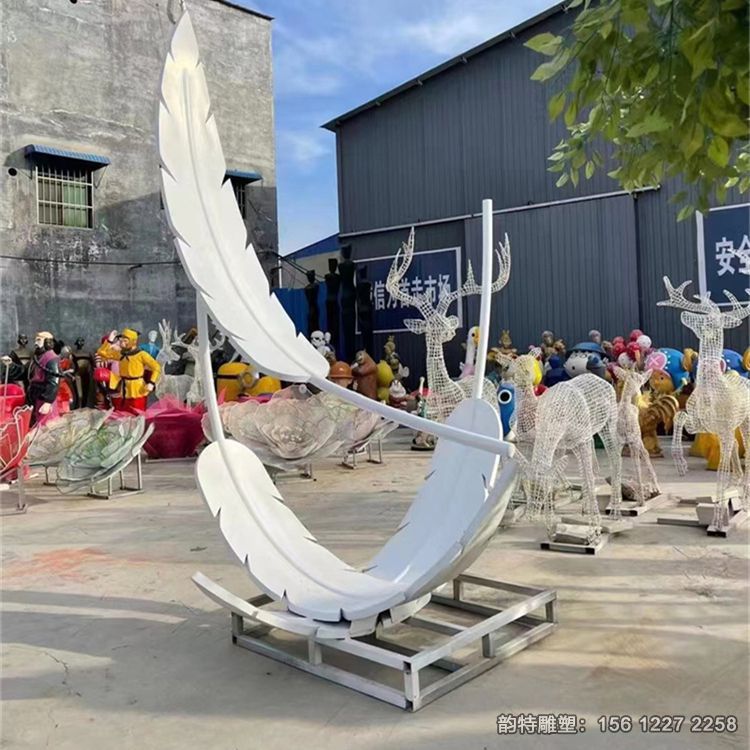 不銹鋼白色羽毛雕塑， 仿真羽毛雕塑制作廠家