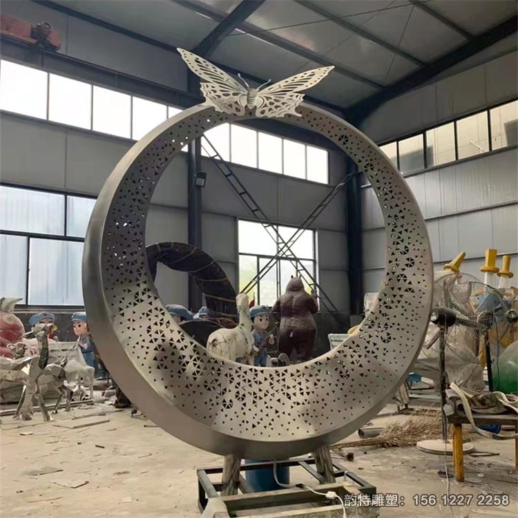 不銹鋼月亮圓環雕塑87