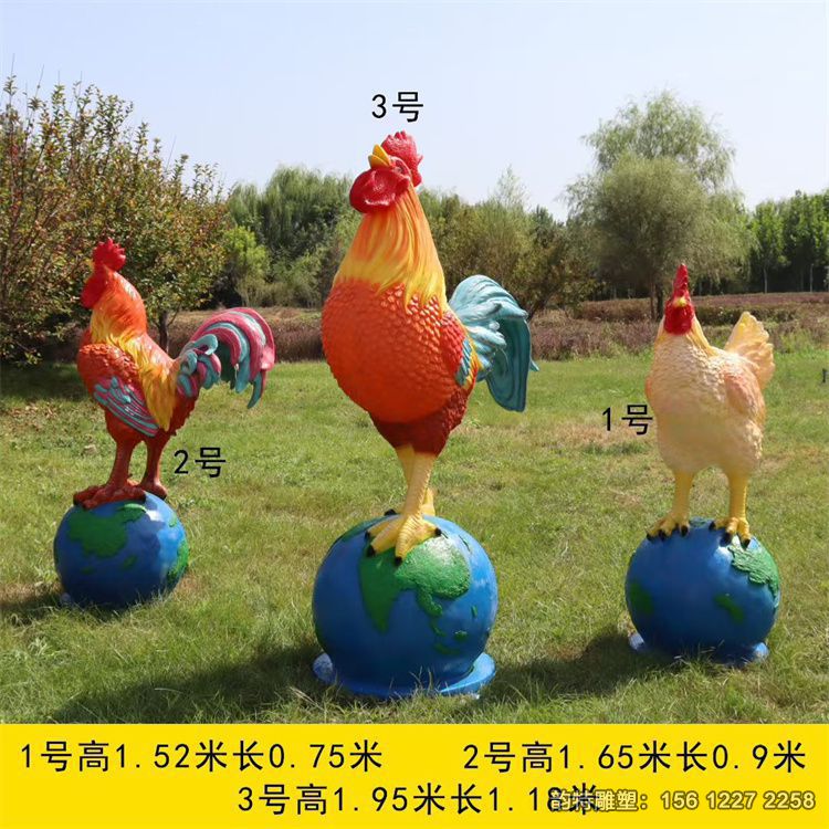 玻璃鋼公雞雕塑 彩繪仿真雞模型