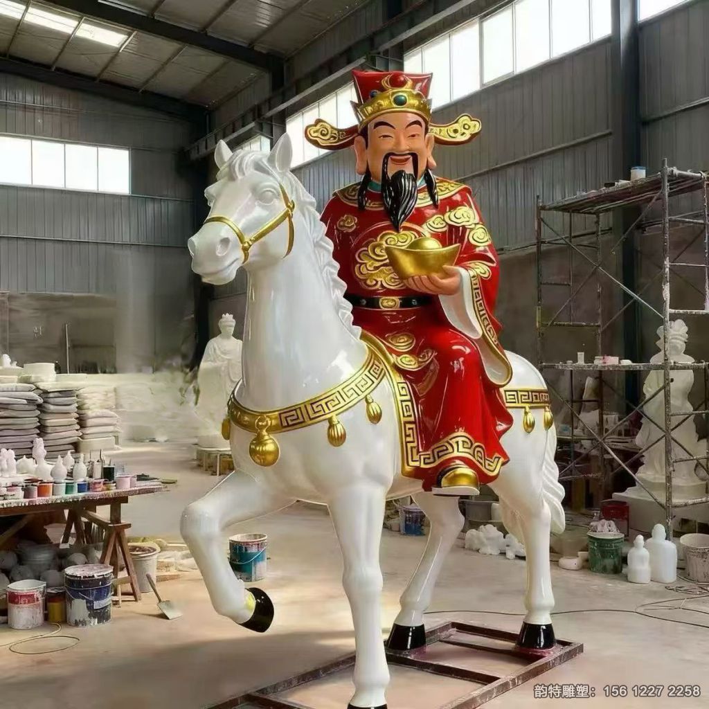 馬上發(fā)財(cái)?shù)袼?2026新年吉祥物馬與財(cái)神爺造型