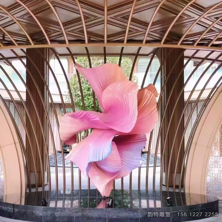 房地產不銹鋼花朵雕塑 抽象大型發光花定制