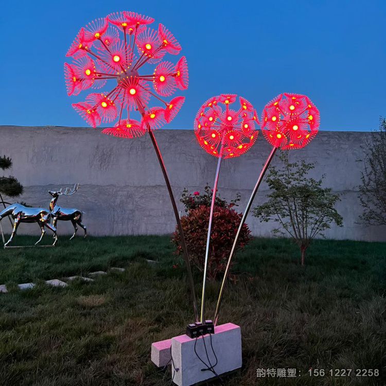 發光蒲公英雕塑 燈光有單色也有多色有亮色也有暖色